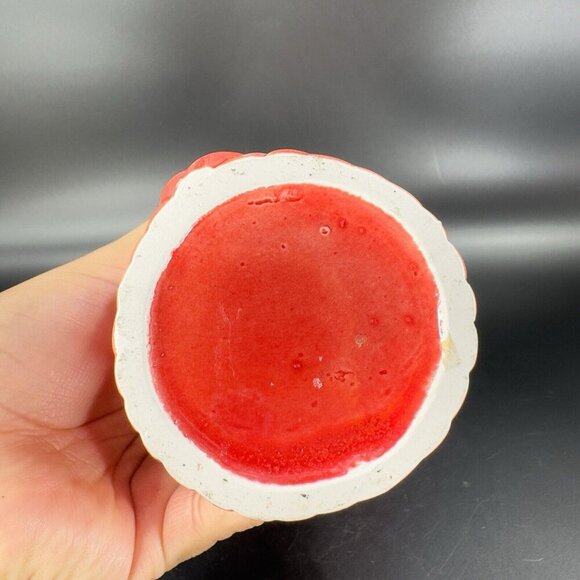 Large Ceramic Tiki God Vase Vessel Drinking Cup Red Glazed Porcelain Decor Vtg - Picture 7 of 15